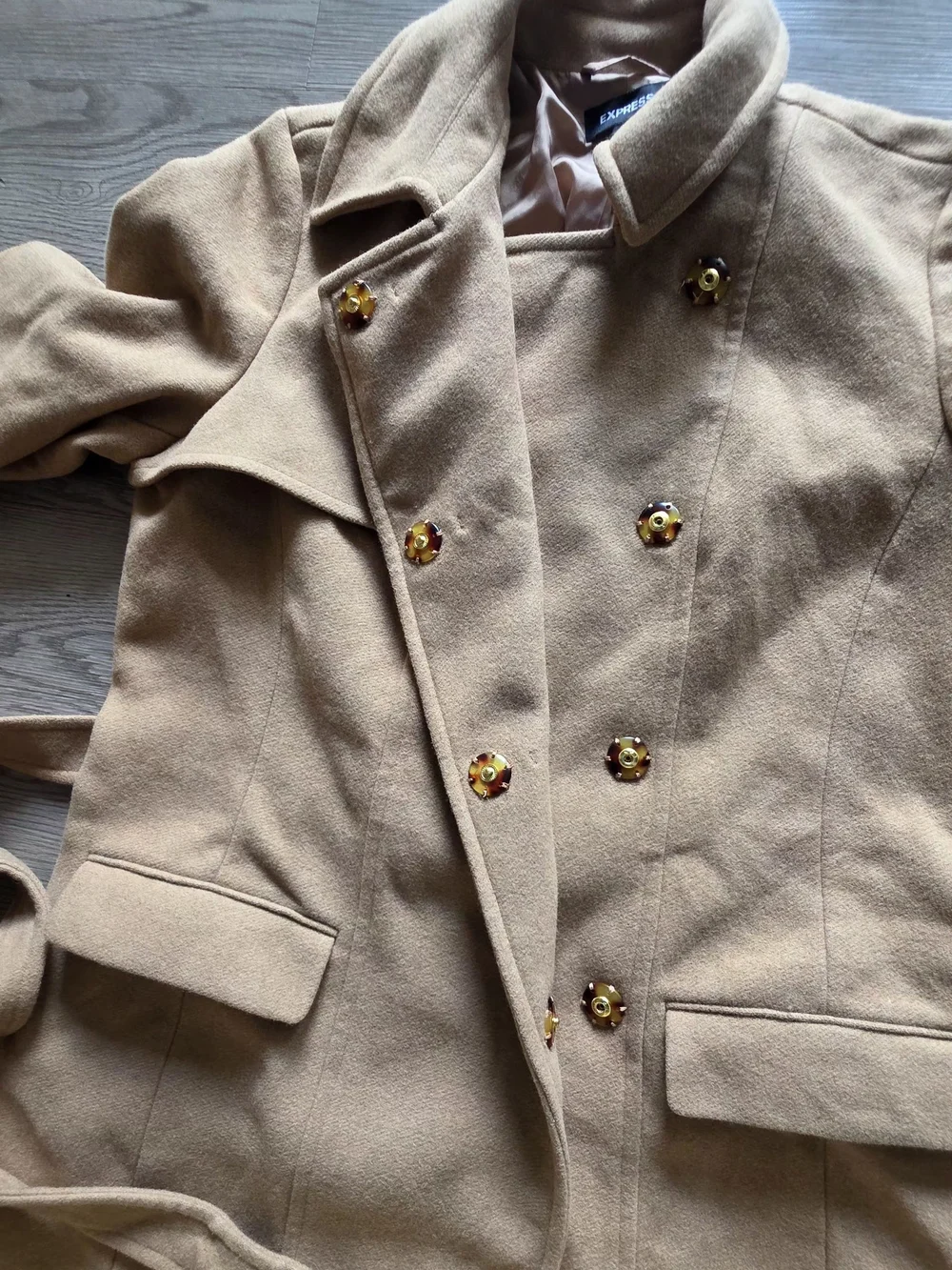 Classic Express Camel Wool-Blend Belted Trench Coat (XL)
